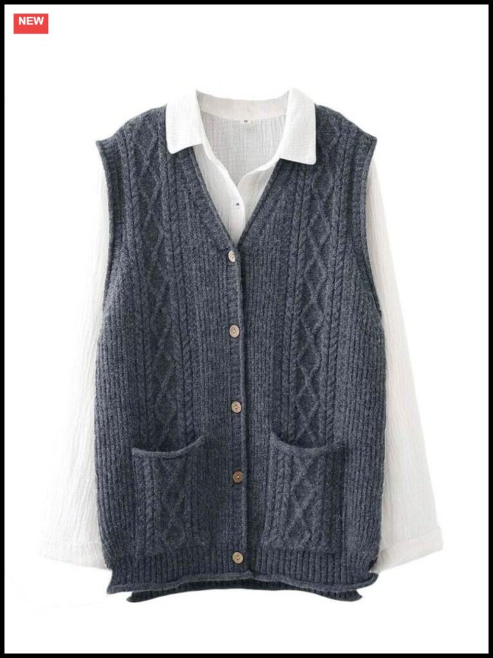 Womens Sweater Vest Sleeveless V-Neck Button Down Cardigan with Pockets